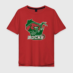Футболка оверсайз мужская Milwaukee Bucks, цвет: красный