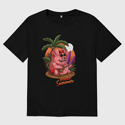 Футболка оверсайз мужская Hello Summer, цвет: черный