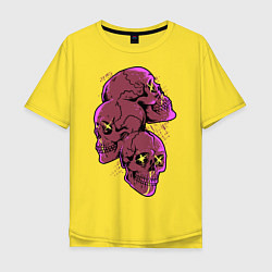 Футболка оверсайз мужская Pink punk skulls, цвет: желтый