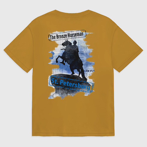 Мужская футболка оверсайз The Bronze Horseman / Горчичный – фото 2