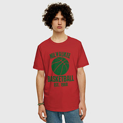 Футболка оверсайз мужская Milwaukee Basket, цвет: красный — фото 2