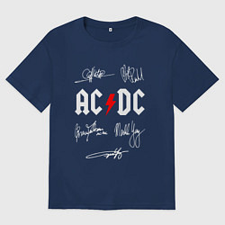 Футболка оверсайз мужская AC DC АВТОГРАФЫ ИСПОЛНИТЕЛЕЙ, цвет: тёмно-синий