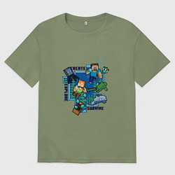 Футболка оверсайз мужская Майнкрафт Под водой, цвет: авокадо