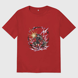 Футболка оверсайз мужская Скарамучча в деле, цвет: красный