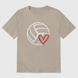 Футболка оверсайз мужская Love Volleyball, цвет: миндальный
