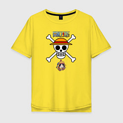 Мужская футболка оверсайз Веселый Роджер Луффи One Piece