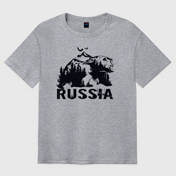Футболка оверсайз мужская Russian bear, цвет: меланж