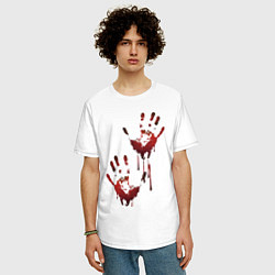 Футболка оверсайз мужская Следы, цвет: белый — фото 2