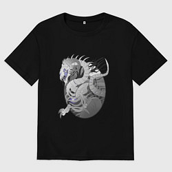 Футболка оверсайз мужская Костяной дракон, цвет: черный