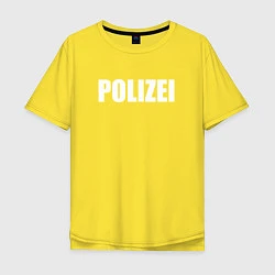 Футболка оверсайз мужская POLIZEI Полиция Надпись Белая, цвет: желтый