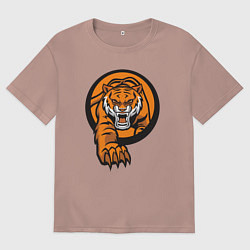 Футболка оверсайз мужская Жизнь Тигра, цвет: пыльно-розовый