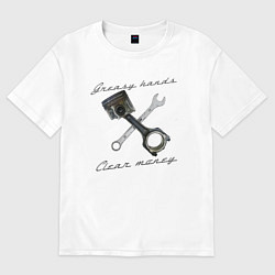 Футболка оверсайз мужская Greasy hands - clear money, цвет: белый