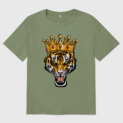 Футболка оверсайз мужская Царь тигр, цвет: авокадо