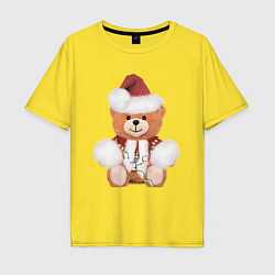 Футболка оверсайз мужская Новогодний медвежонок, цвет: желтый