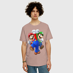 Футболка оверсайз мужская Mario Bros, цвет: пыльно-розовый — фото 2