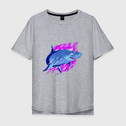 Мужская футболка оверсайз Неоновая акула Neon shark
