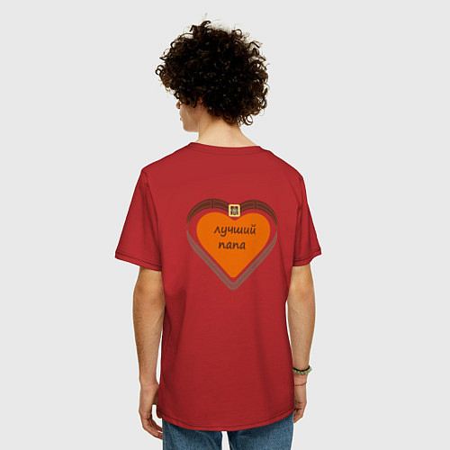 Мужская футболка оверсайз Сердце лучшего папы / Красный – фото 4