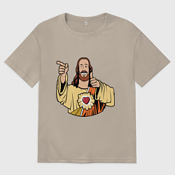 Футболка оверсайз мужская Dogma - smile Jesus like, цвет: миндальный