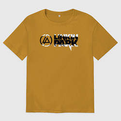 Футболка оверсайз мужская Линкин Парк Лого ЧБ Рок Linkin Park, цвет: горчичный