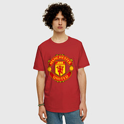Футболка оверсайз мужская Манчестер Юнайтед логотип, цвет: красный — фото 2
