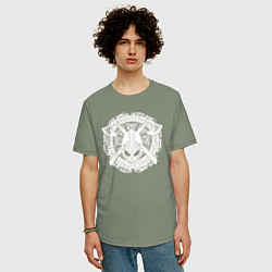 Футболка оверсайз мужская Руны, топоры и шлем, цвет: авокадо — фото 2