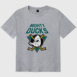 Футболка оверсайз мужская Анахайм Дакс, Mighty Ducks, цвет: меланж