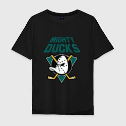 Футболка оверсайз мужская Анахайм Дакс, Mighty Ducks, цвет: черный