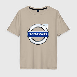 Футболка оверсайз мужская Volvo, логотип, цвет: миндальный