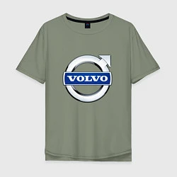 Футболка оверсайз мужская Volvo, логотип, цвет: авокадо