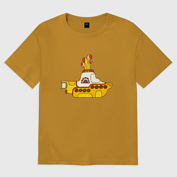 Футболка оверсайз мужская The Beatles Yellow Submarine в дудл стиле, цвет: горчичный