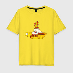 Мужская футболка оверсайз The Beatles Yellow Submarine в дудл стиле