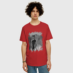 Футболка оверсайз мужская СИРЕНОГОЛОВЫЙ В ТУМАНЕ, цвет: красный — фото 2