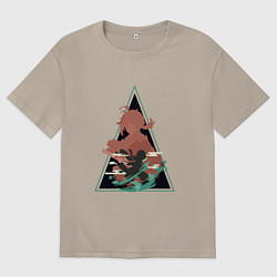 Футболка оверсайз мужская Genshin Impact KazuhaКадзуха, цвет: миндальный