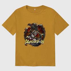 Футболка оверсайз мужская TES SKYRIM DOVAHKIN FUS RO DAH, цвет: горчичный