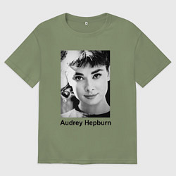 Футболка оверсайз мужская Одри Хепбёрн 88, цвет: авокадо