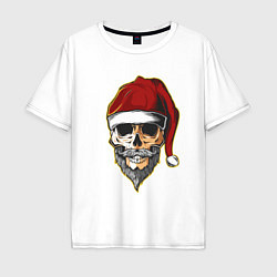 Футболка оверсайз мужская Santa Skull, цвет: белый