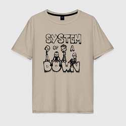Футболка оверсайз мужская Карикатура на группу System of a Down, цвет: миндальный