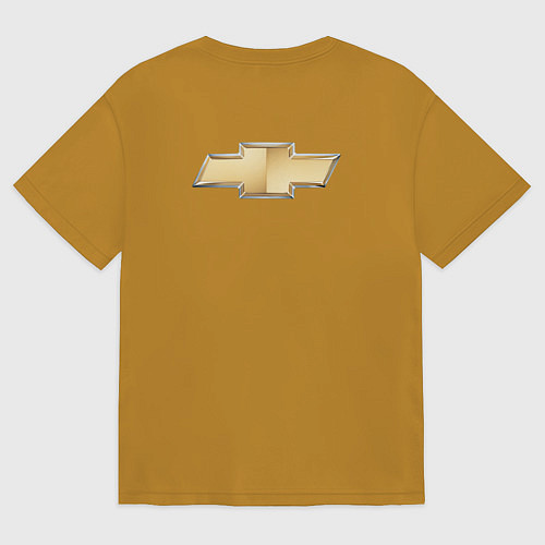 Мужская футболка оверсайз Chevrolet Лого Эмблема спина / Горчичный – фото 2