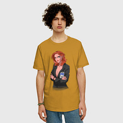 Футболка оверсайз мужская Dana Scully X-Files, цвет: горчичный — фото 2