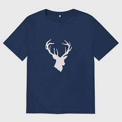 Футболка оверсайз мужская Новый год 2022 олень, цвет: тёмно-синий
