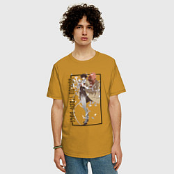 Футболка оверсайз мужская Дазай Осаму великий из бродячих псов, цвет: горчичный — фото 2