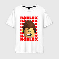 Мужская футболка оверсайз ROBLOX RED LOGO LEGO FACE