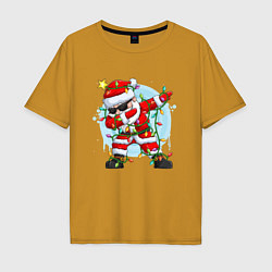 Футболка оверсайз мужская DAB SANTA CLAUS В ГЕРЛЯНДЕ, цвет: горчичный