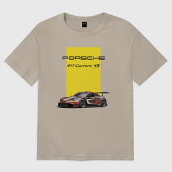 Футболка оверсайз мужская Porsche Carrera 4S Motorsport, цвет: миндальный