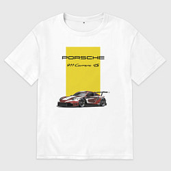 Футболка оверсайз мужская Porsche Carrera 4S Motorsport, цвет: белый
