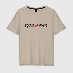 Футболка оверсайз мужская GOD OF WAR LOGO BLACK RED, цвет: миндальный