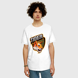 Футболка оверсайз мужская Тигр Tiger логотип, цвет: белый — фото 2