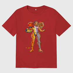 Футболка оверсайз мужская Анатомия Экзоскелета Metroid Dread, цвет: красный