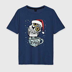 Футболка оверсайз мужская X-mas Owl, цвет: тёмно-синий