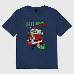 Футболка оверсайз мужская Christmas Futurama, цвет: тёмно-синий